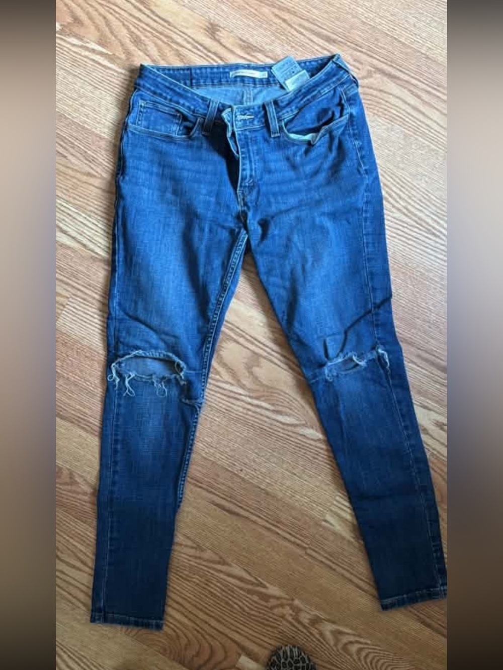 535 Super Skinny Levi's Dark Blue Ripped Skinny Jeans
